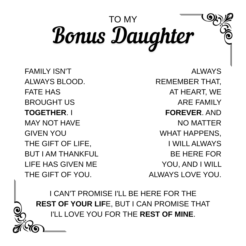 To My Bonus Daughter | Forever Part Of My Family | Forever Love Necklace with Red Heart Rose Box
