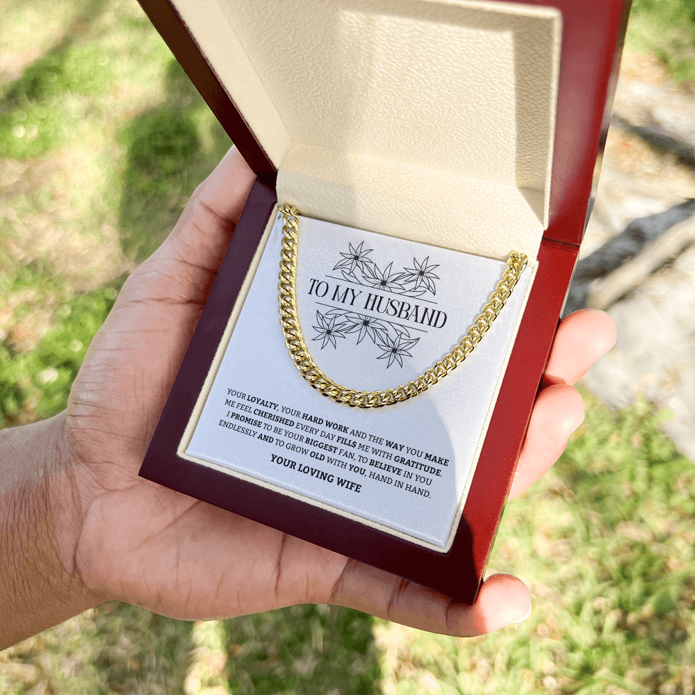 To My Husband | Cherished More Each Day | Cuban Link Chain