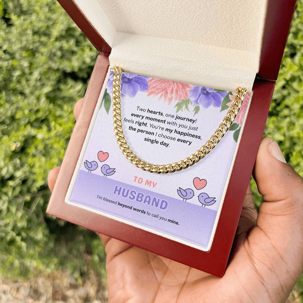 To My Husband | Two Hearts, One Journey | Cuban Link Chain