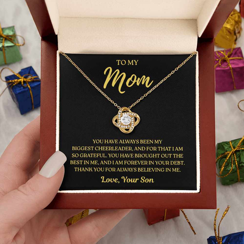 To My Mom – Biggest Cheerleader Always – Love Knot Necklace