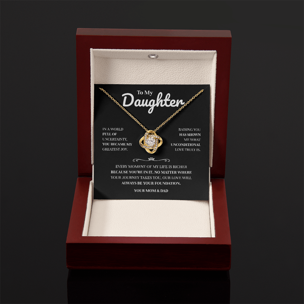 To My Daughter | A Meaningful Gift From Mom & Dad | Love Knot Necklace