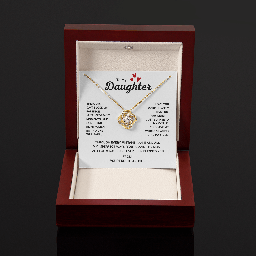 To My Daughter | Our Most Beautiful Miracle | Love Knot Necklace