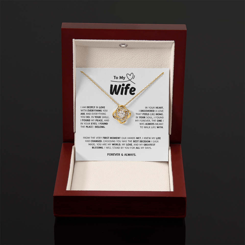To My Wife | My World, My Love, My Blessing | Love Knot Necklace