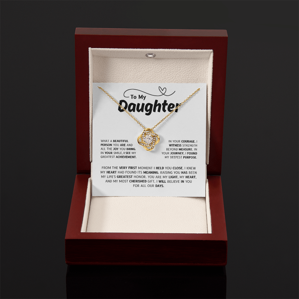 To My Daughter | A Timeless Keepsake From Loving Parents | Love Knot Necklace