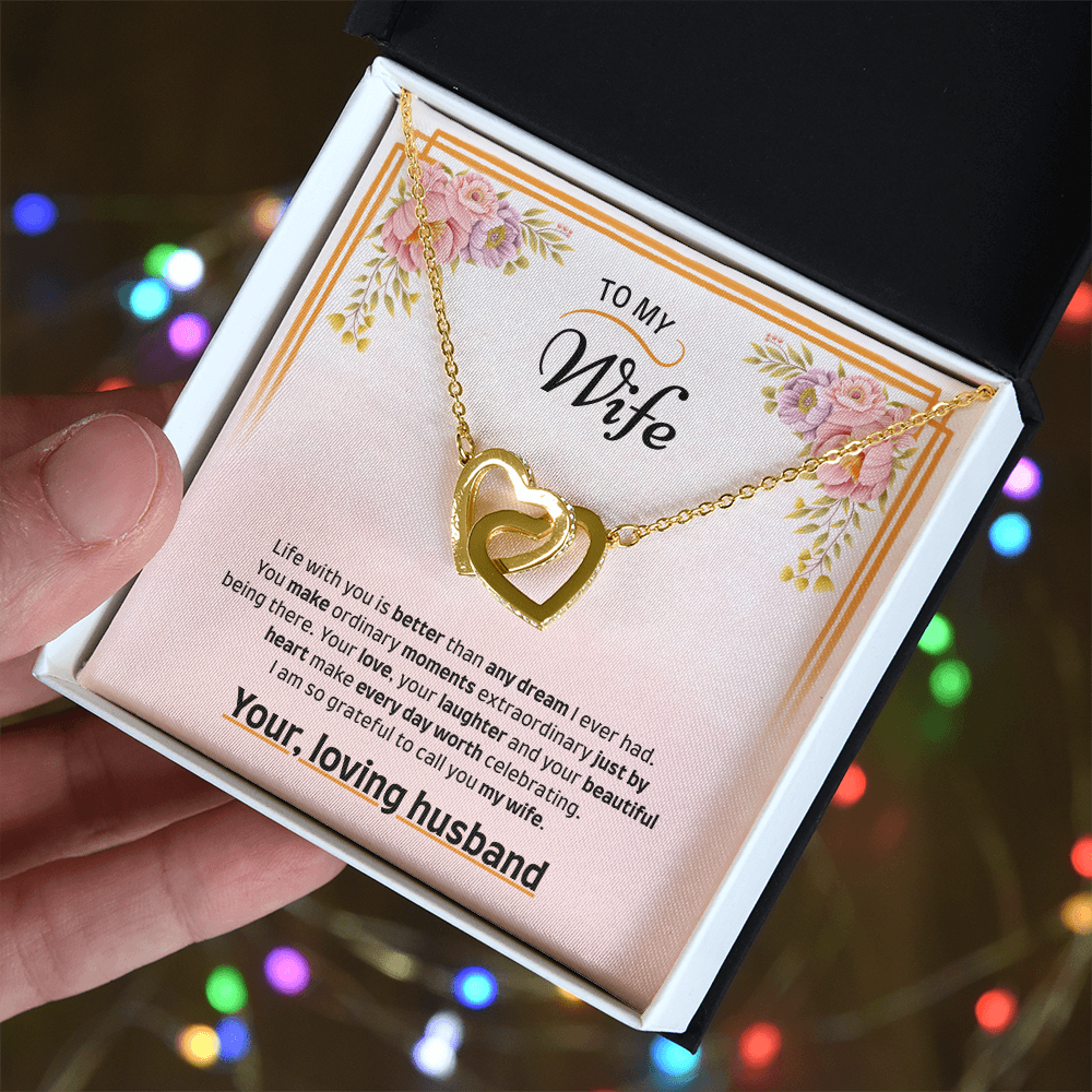 To My Wife | Grateful to Call You Mine | Interlocking Hearts Necklace