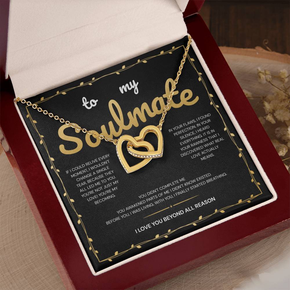 To My Soulmate | My Heart Found Its Forever With You | Interlocking Hearts Necklace