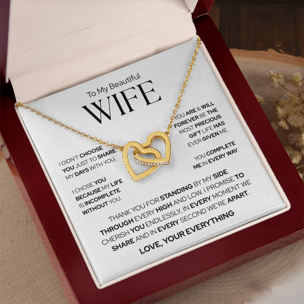 To My Wife | The Most Precious Gift in My Life | Interlocking Hearts Necklace