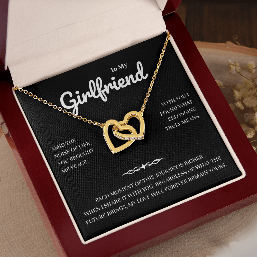 To My Girlfriend | Sharing Every Moment, Loving You Always | Interlocking Hearts Necklace