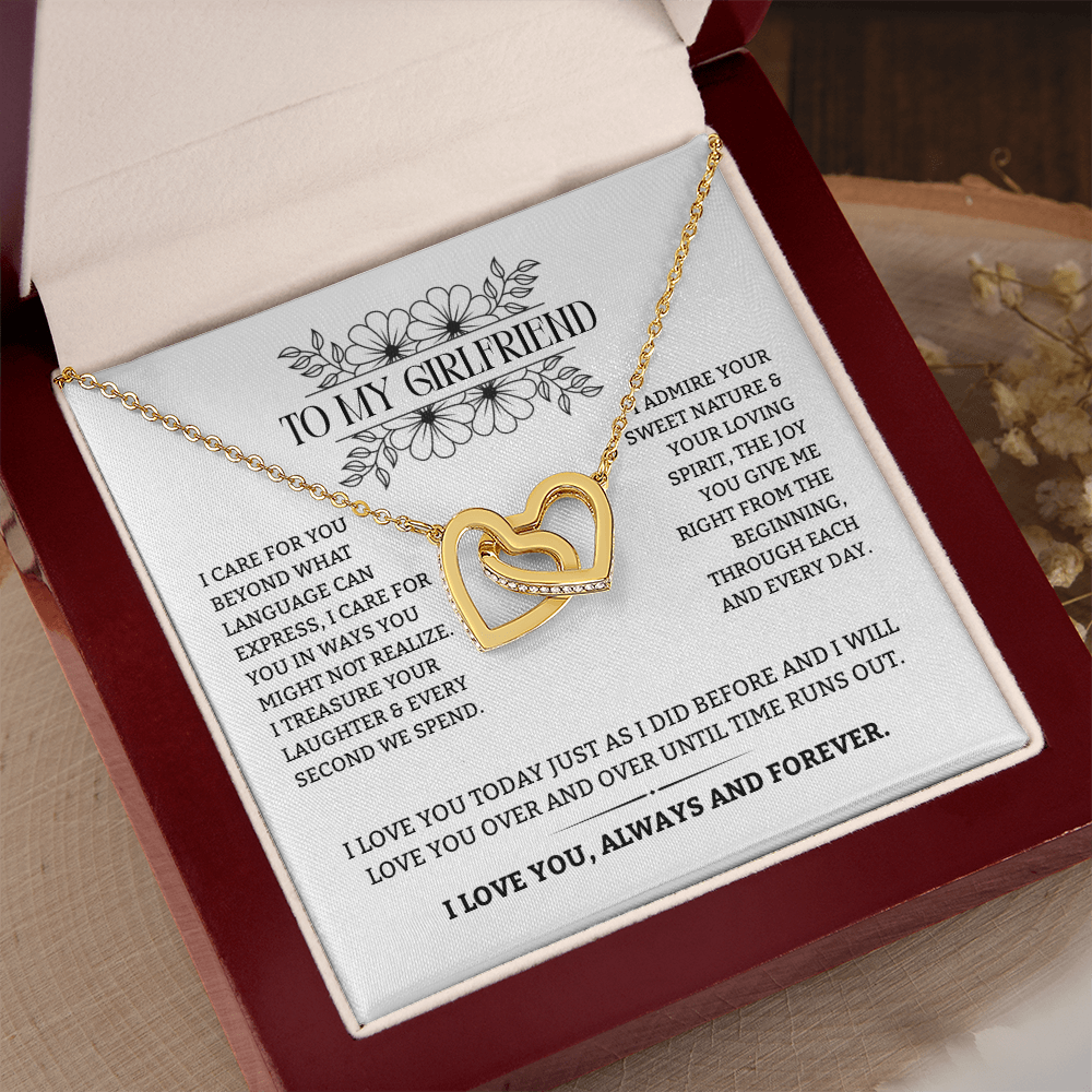 To My Girlfriend | I Care for You Beyond Words | Interlocking Hearts Necklace