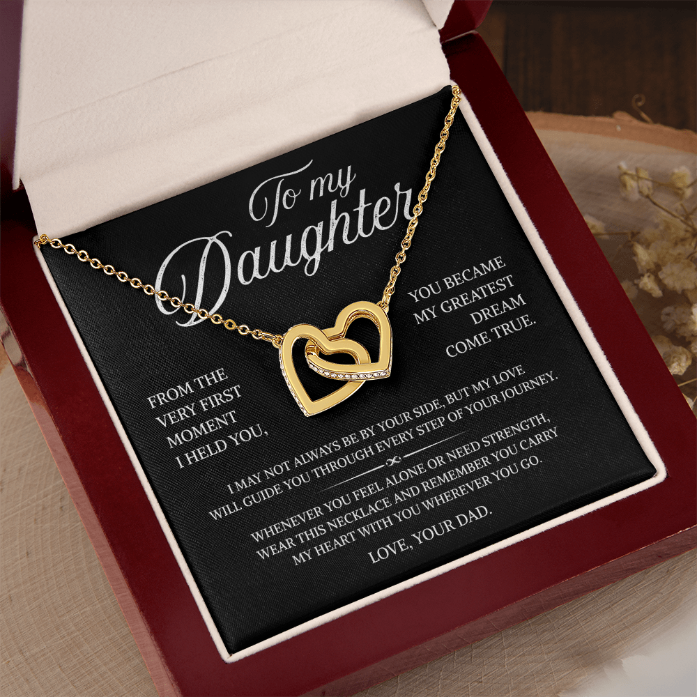 To My Daughter | A Father's Love That Guides You | Interlocking Hearts Necklace