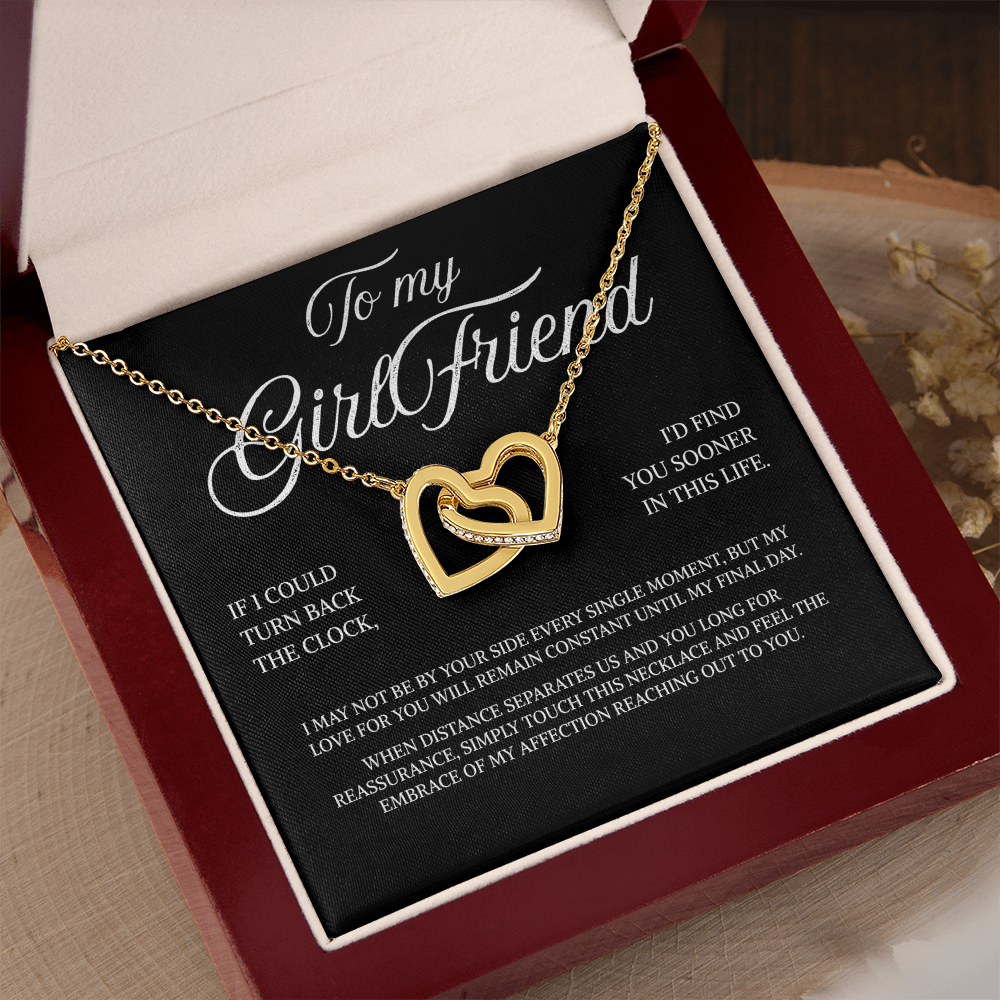 To My Girlfriend | Even Distance Can't Change My Love | Interlocking Hearts Necklace