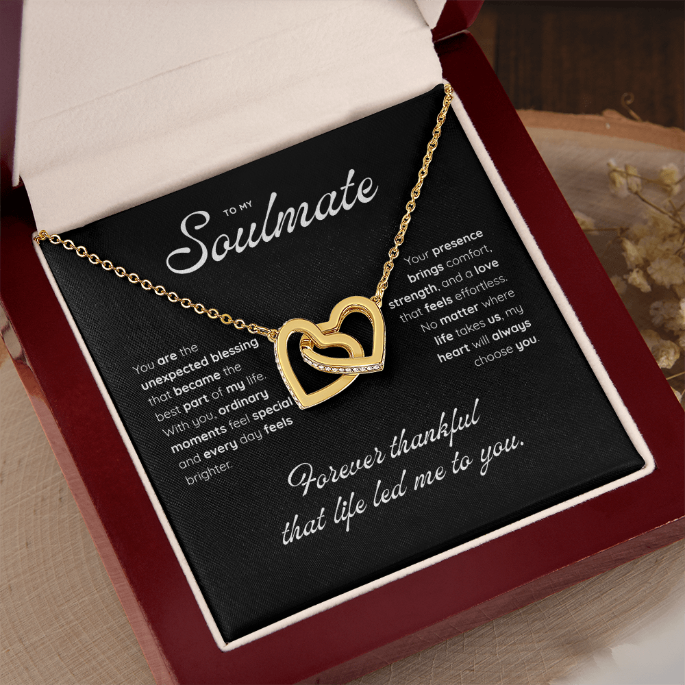 To My Soulmate | My Heart Found Its Match | Interlocking Hearts Necklace