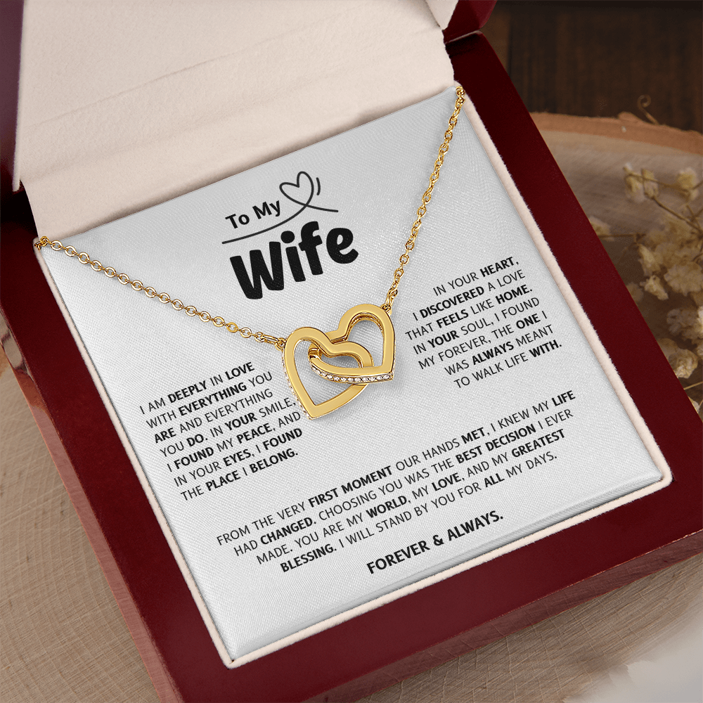 To My Wife | My World, My Love, My Blessing | Interlocking Hearts Necklace