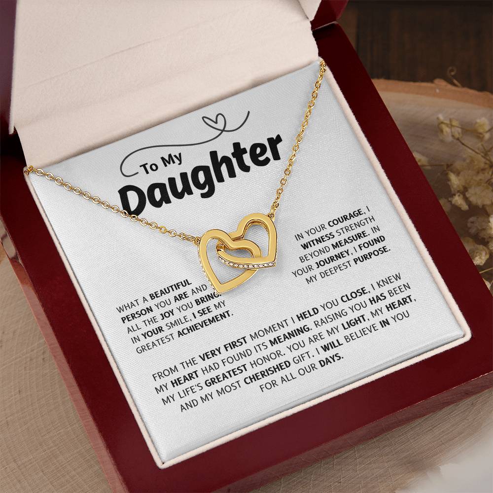 To My Daughter | A Timeless Keepsake From Loving Parents | Interlocking Hearts Necklace