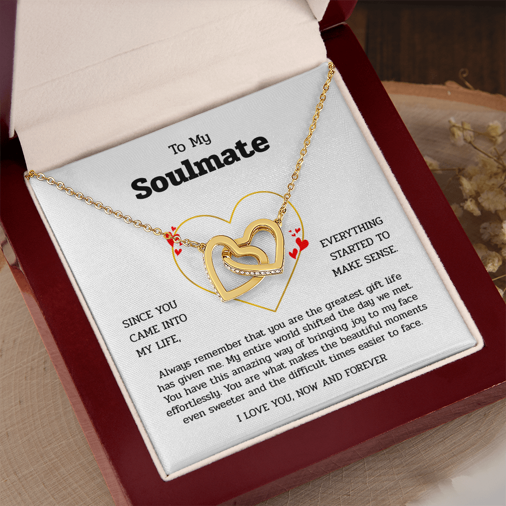 To My Soulmate | You Are My Greatest Gift | Interlocking Hearts Necklace