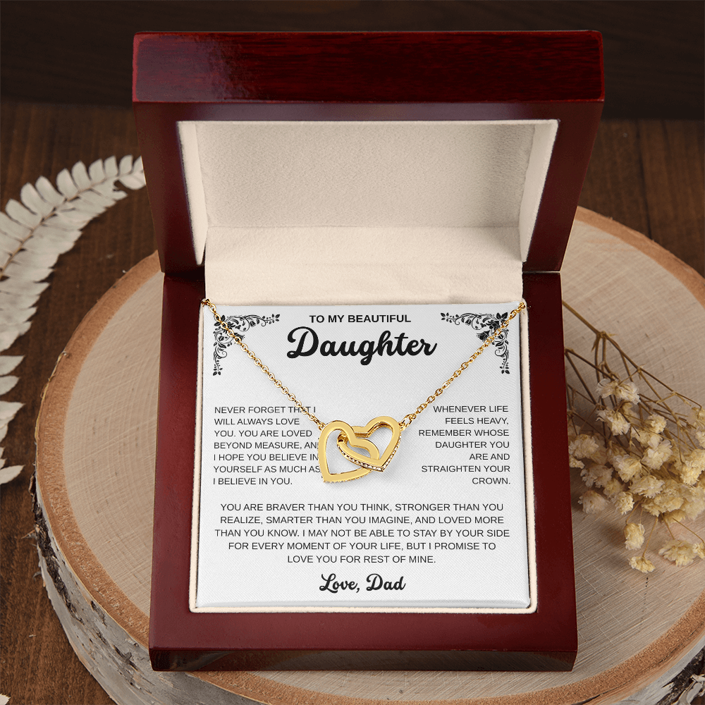 To My Daughter | A Father's Endless Love | Interlocking Hearts Necklace