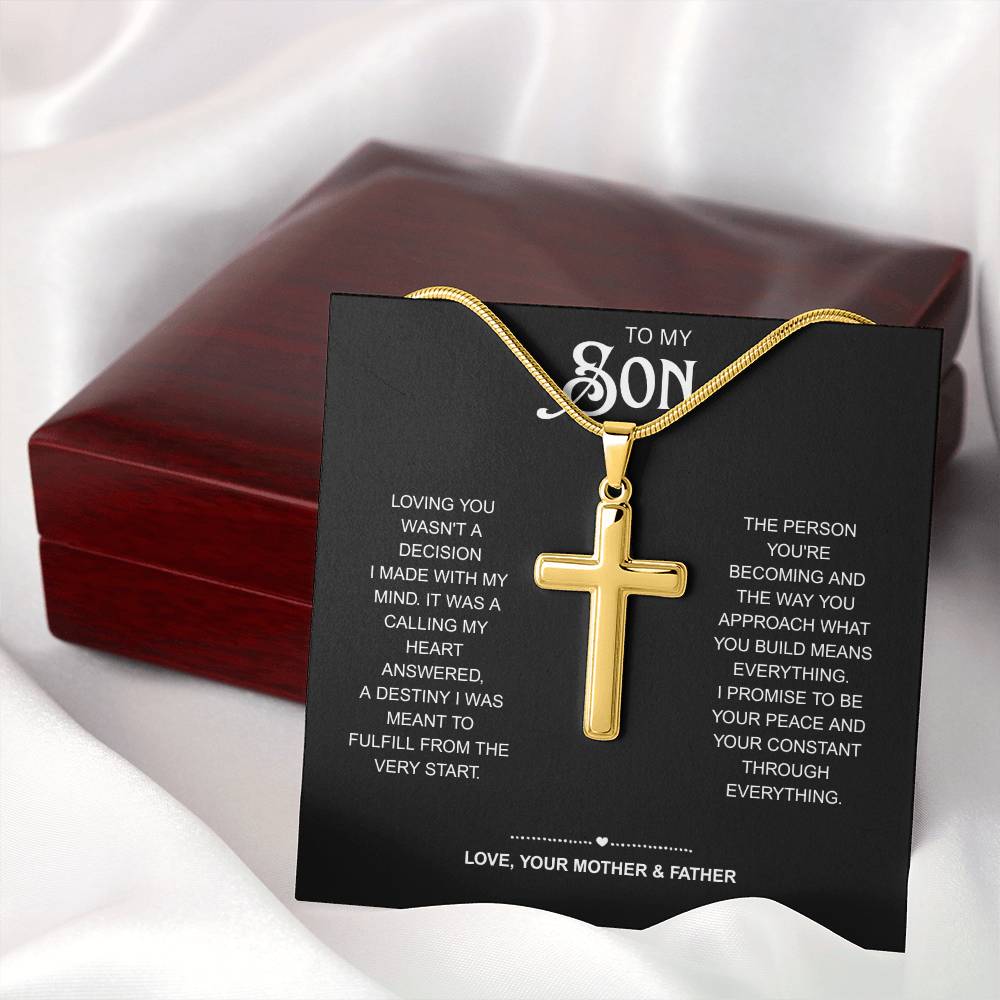 To My Son | Watching You Become Amazing | Artisan Cross Necklace with Snake Chain