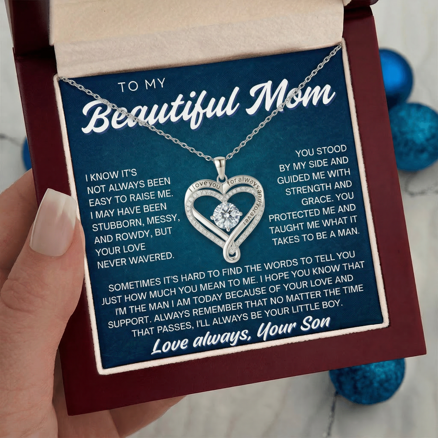 To My Beautiful Mom | Never Wavered Love | Love You Always Necklace