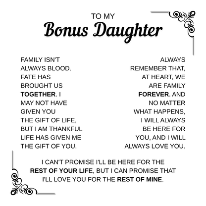 To My Bonus Daughter | Forever Part Of My Family | Forever Love Necklace with Red Heart Rose Box