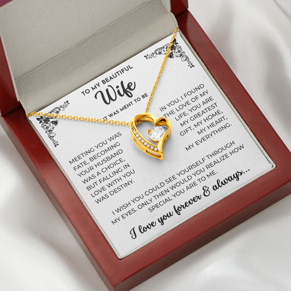 To My Beautiful Wife | It Was Meant to Be | Forever Love Necklace