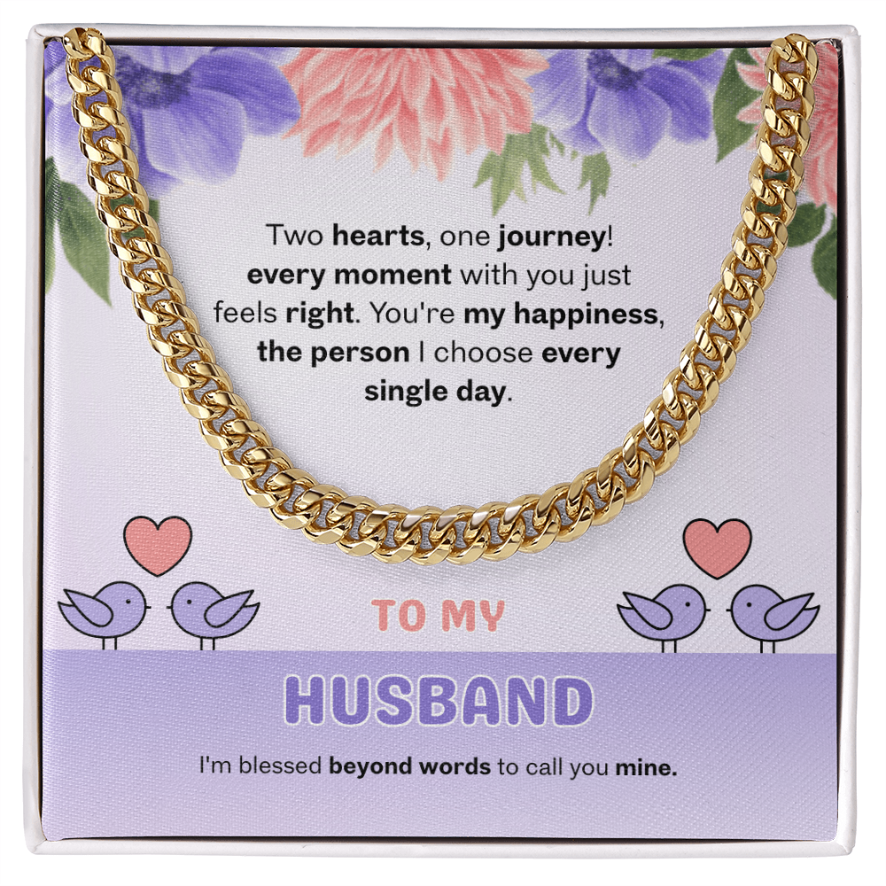 To My Husband | Two Hearts, One Journey | Cuban Link Chain
