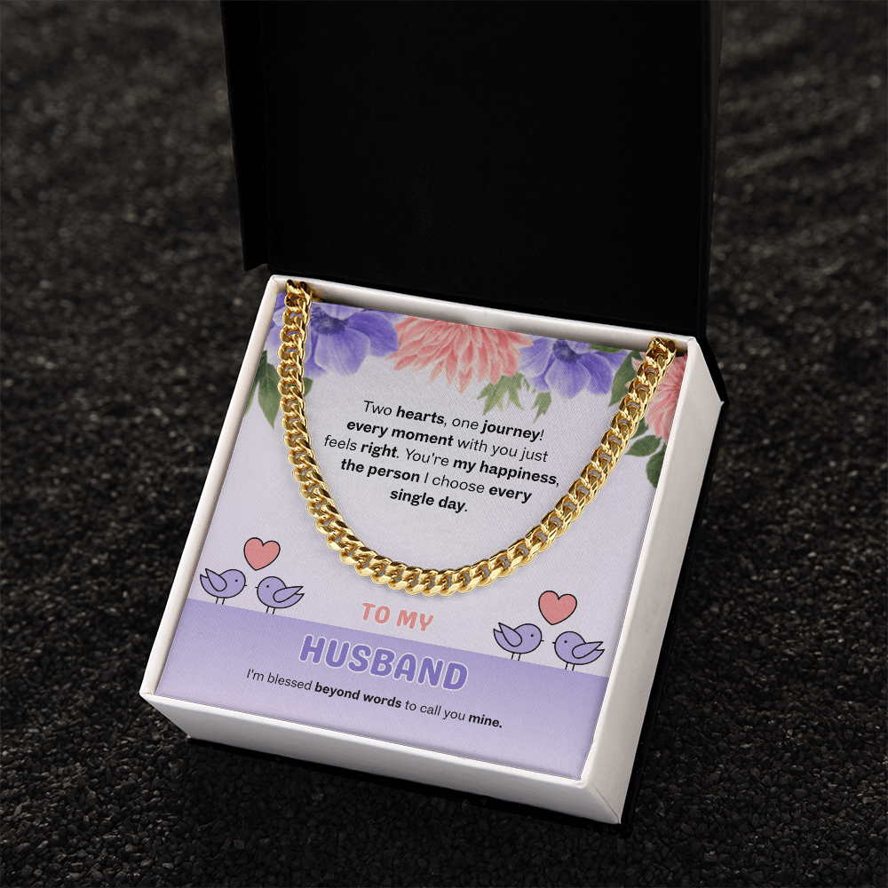 To My Husband | Two Hearts, One Journey | Cuban Link Chain
