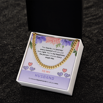 To My Husband | Two Hearts, One Journey | Cuban Link Chain