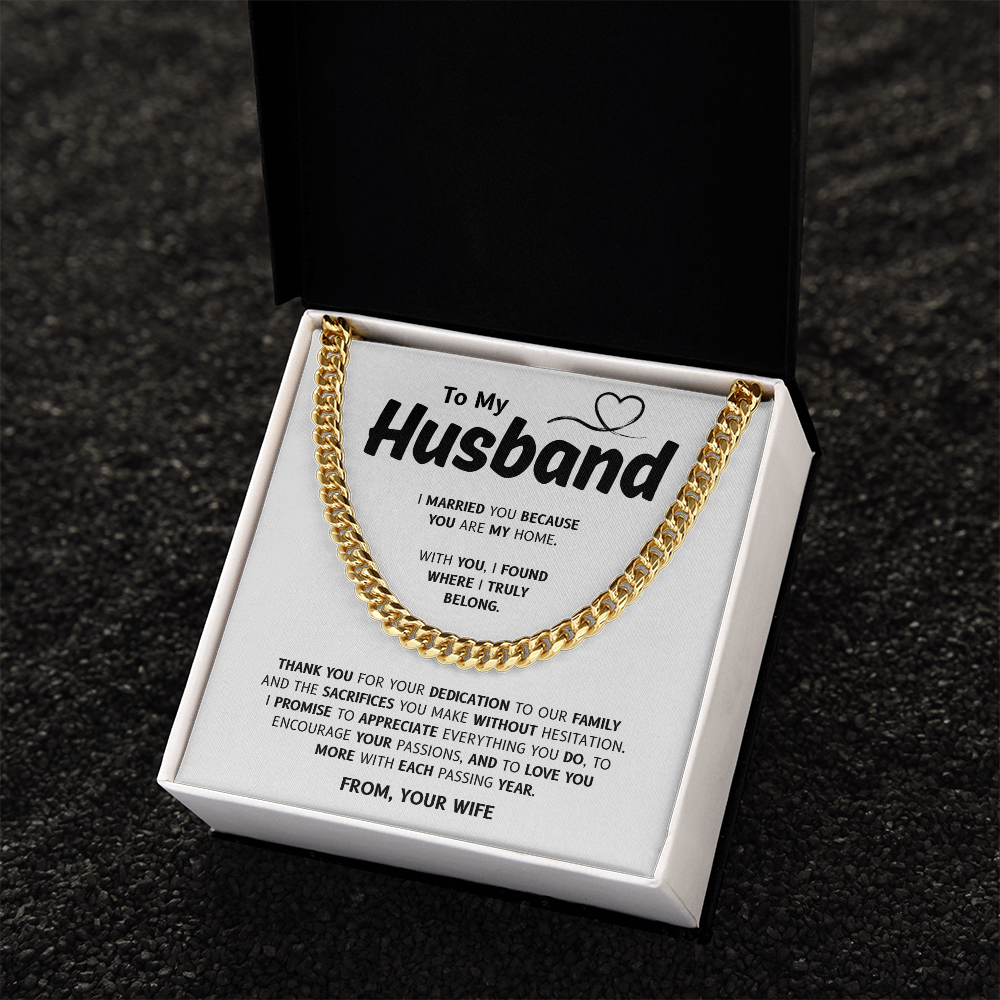 To My Husband | My Home and My Heart | Cuban Link Chain
