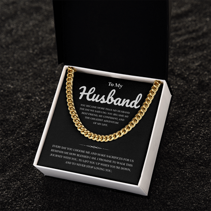 To My Husband | My Partner in Every Moment | Cuban Link Chain