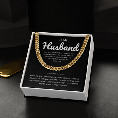 To My Husband | My Partner in Every Moment | Cuban Link Chain