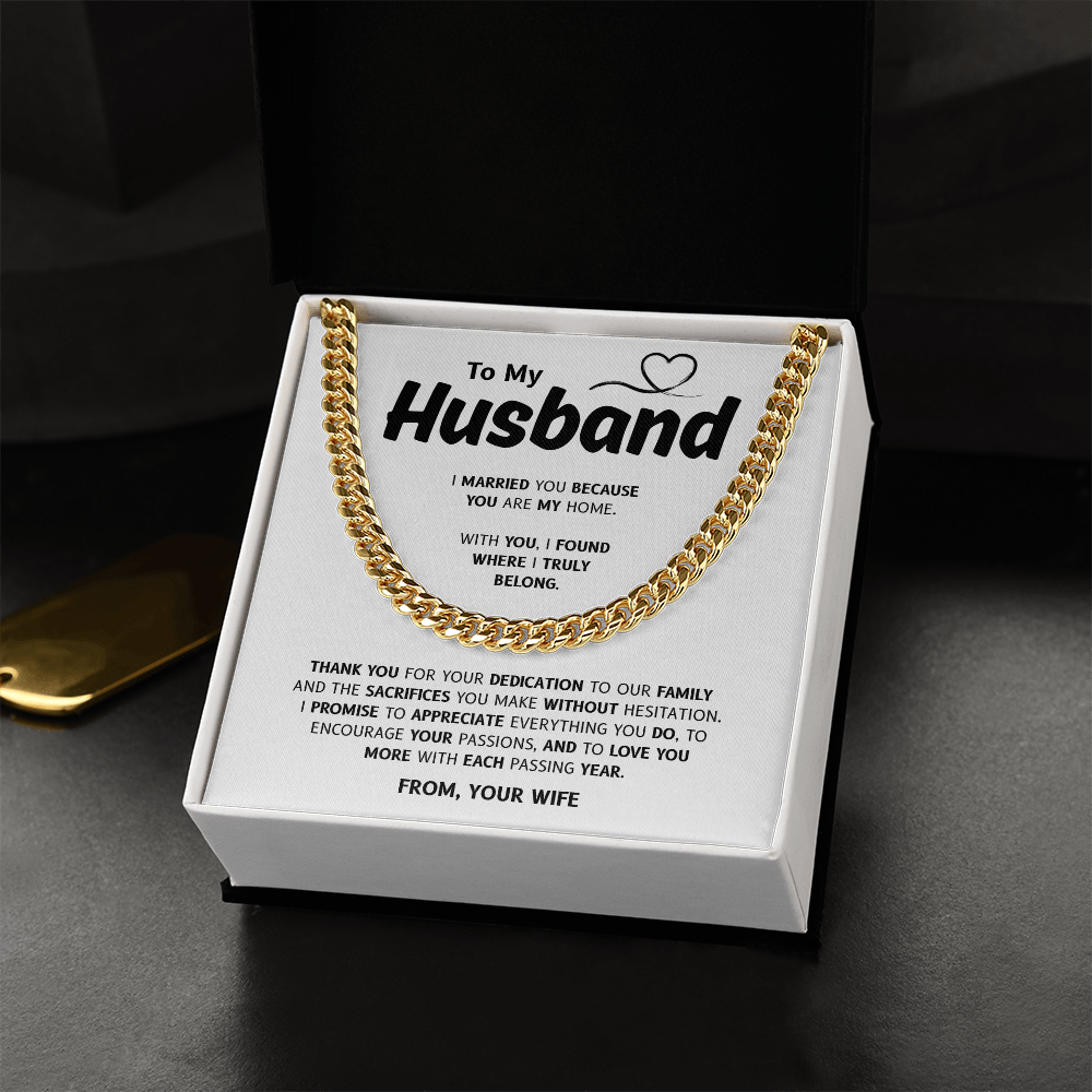 To My Husband | My Home and My Heart | Cuban Link Chain