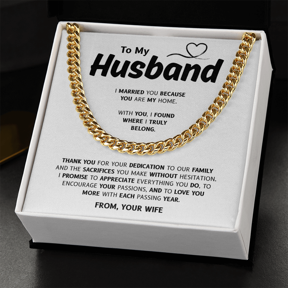 To My Husband | My Home and My Heart | Cuban Link Chain