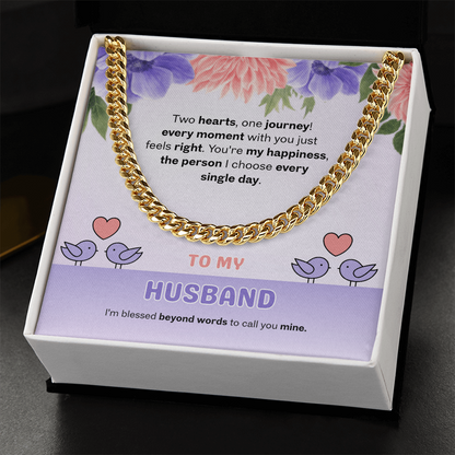 To My Husband | Two Hearts, One Journey | Cuban Link Chain
