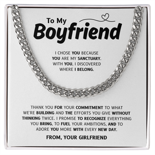 To My Boyfriend | My Safe Place Always | Cuban Link Chain