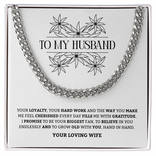 To My Husband | Cherished More Each Day | Cuban Link Chain