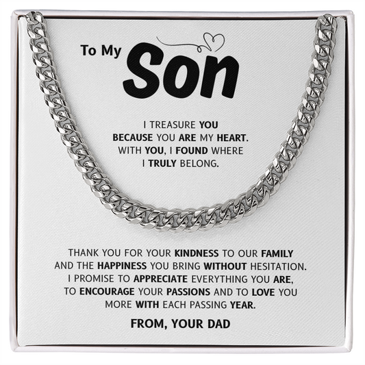 To My Son | You Are My Heart | Cuban Link Chain