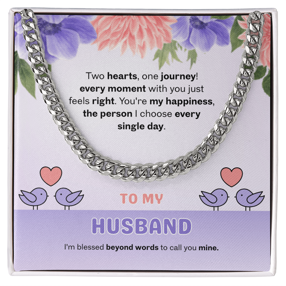 To My Husband | Two Hearts, One Journey | Cuban Link Chain