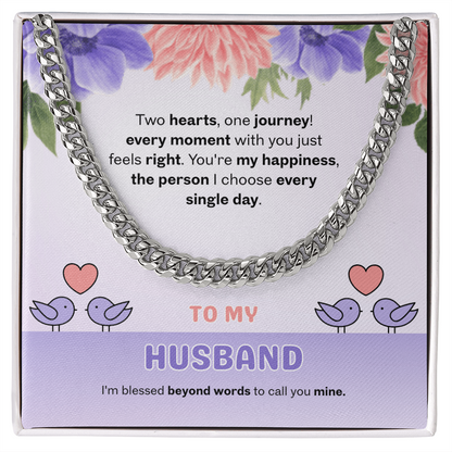 To My Husband | Two Hearts, One Journey | Cuban Link Chain