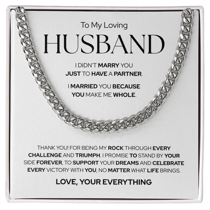 To My Husband | Forever By Your Side | Cuban Link Chain