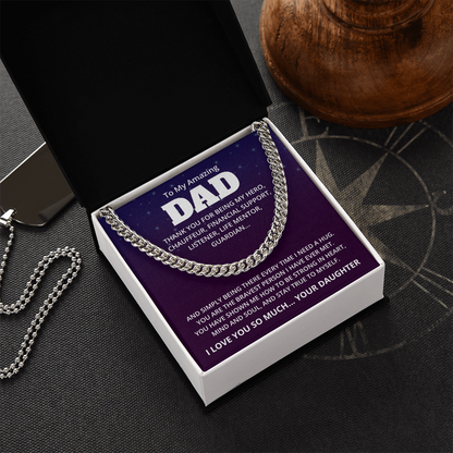 To My Amazing Dad – My Hero Always – Cuban Link Chain