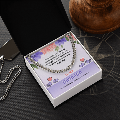 To My Husband | Two Hearts, One Journey | Cuban Link Chain