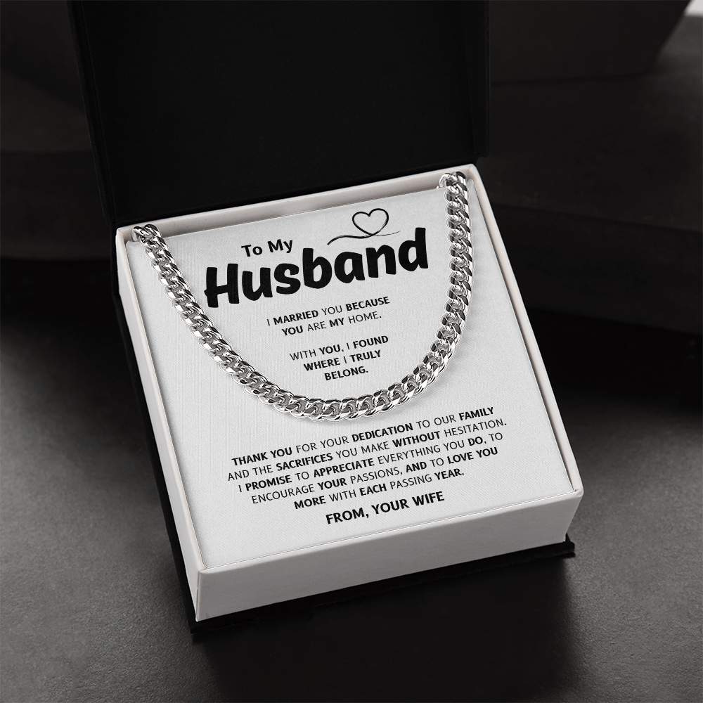 To My Husband | My Home and My Heart | Cuban Link Chain