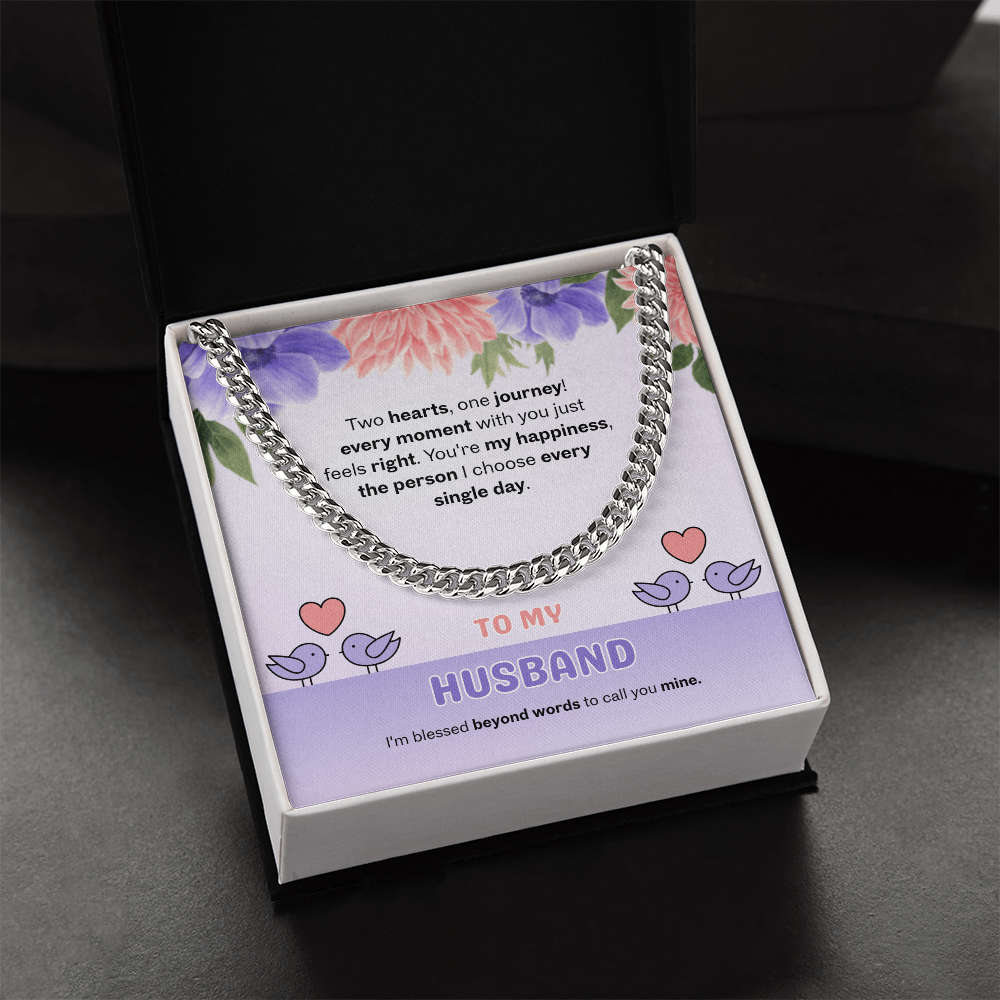 To My Husband | Two Hearts, One Journey | Cuban Link Chain