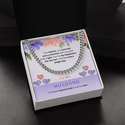 To My Husband | Two Hearts, One Journey | Cuban Link Chain