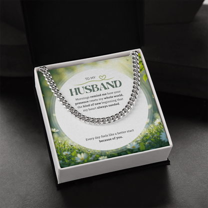 To My Husband | My New Beginning | Cuban Link Chain