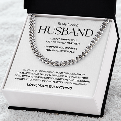 To My Husband | Forever By Your Side | Cuban Link Chain