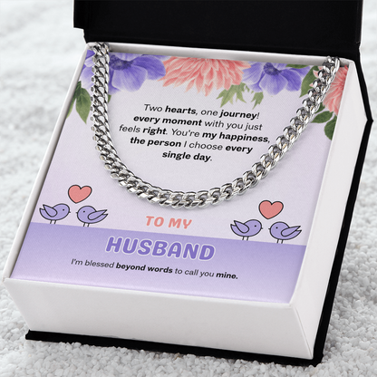 To My Husband | Two Hearts, One Journey | Cuban Link Chain