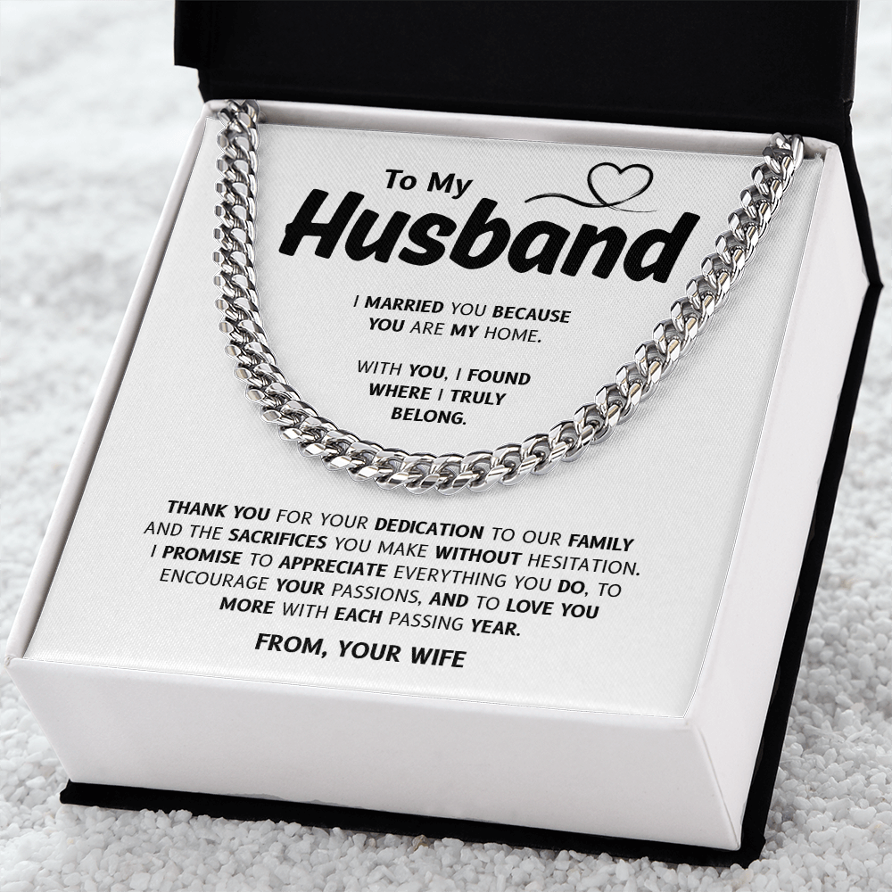 To My Husband | My Home and My Heart | Cuban Link Chain
