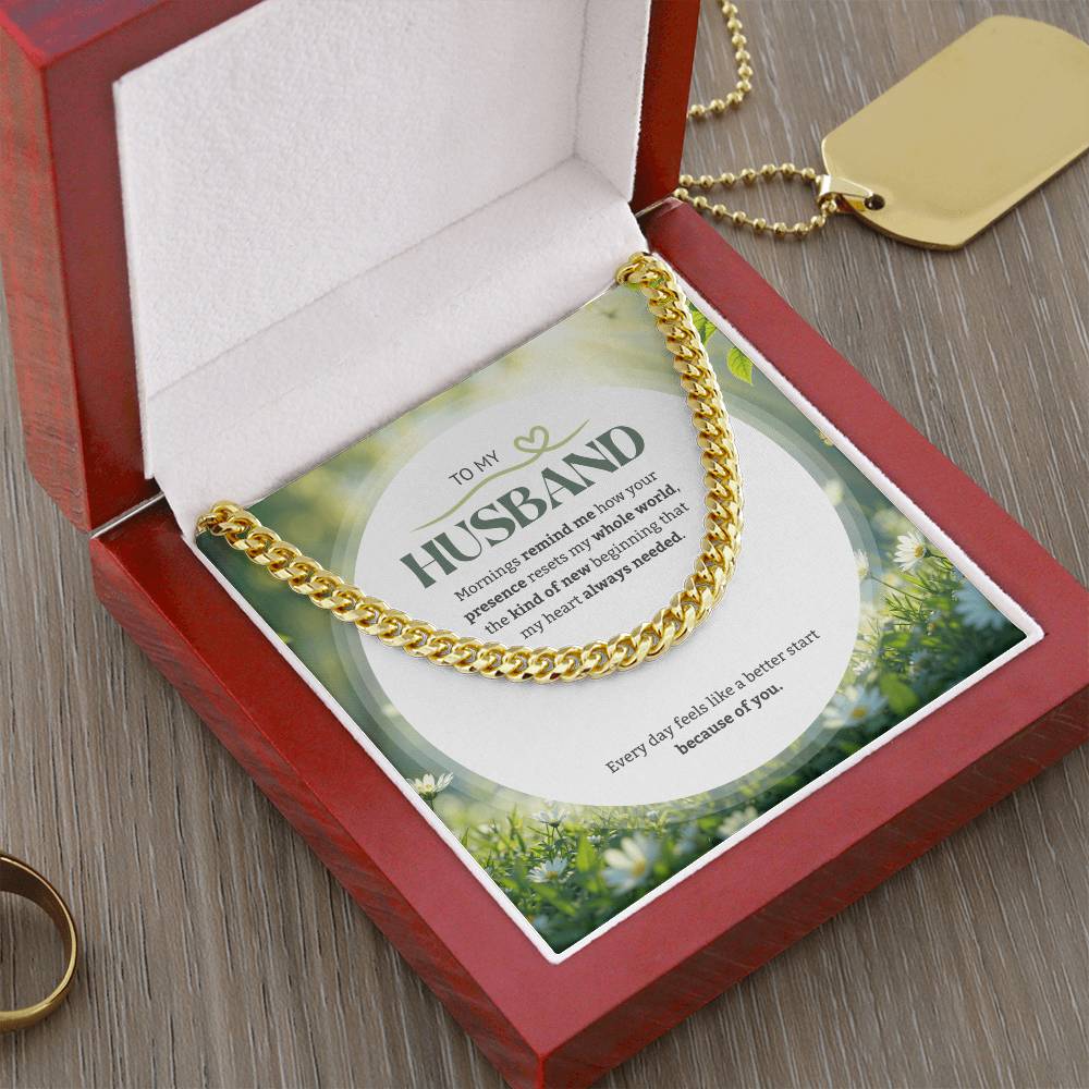 To My Husband | My New Beginning | Cuban Link Chain