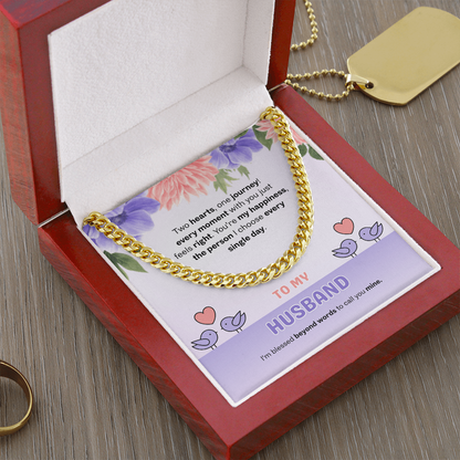 To My Husband | Two Hearts, One Journey | Cuban Link Chain